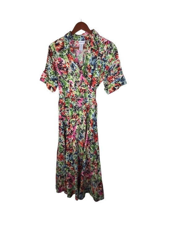 Jg Hook Dresses & Skirts - Vintage JG Hook Faux Wrap 100% Linen Floral Print Dress Size 10P.